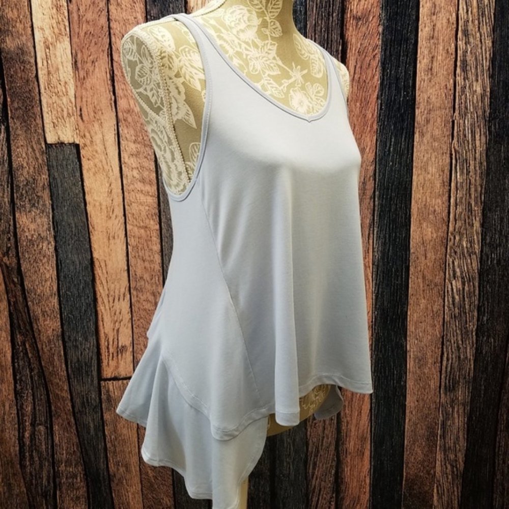 Racerback Baby Blue Ruffle Tank